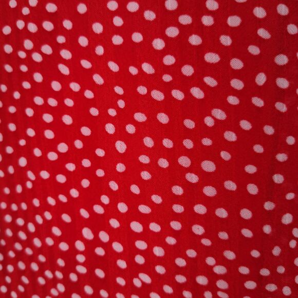 Aqua Button Front Mini Dress Size L Polka Dot Fit Flare Skater Flutter Sleeve - Picture 9 of 14